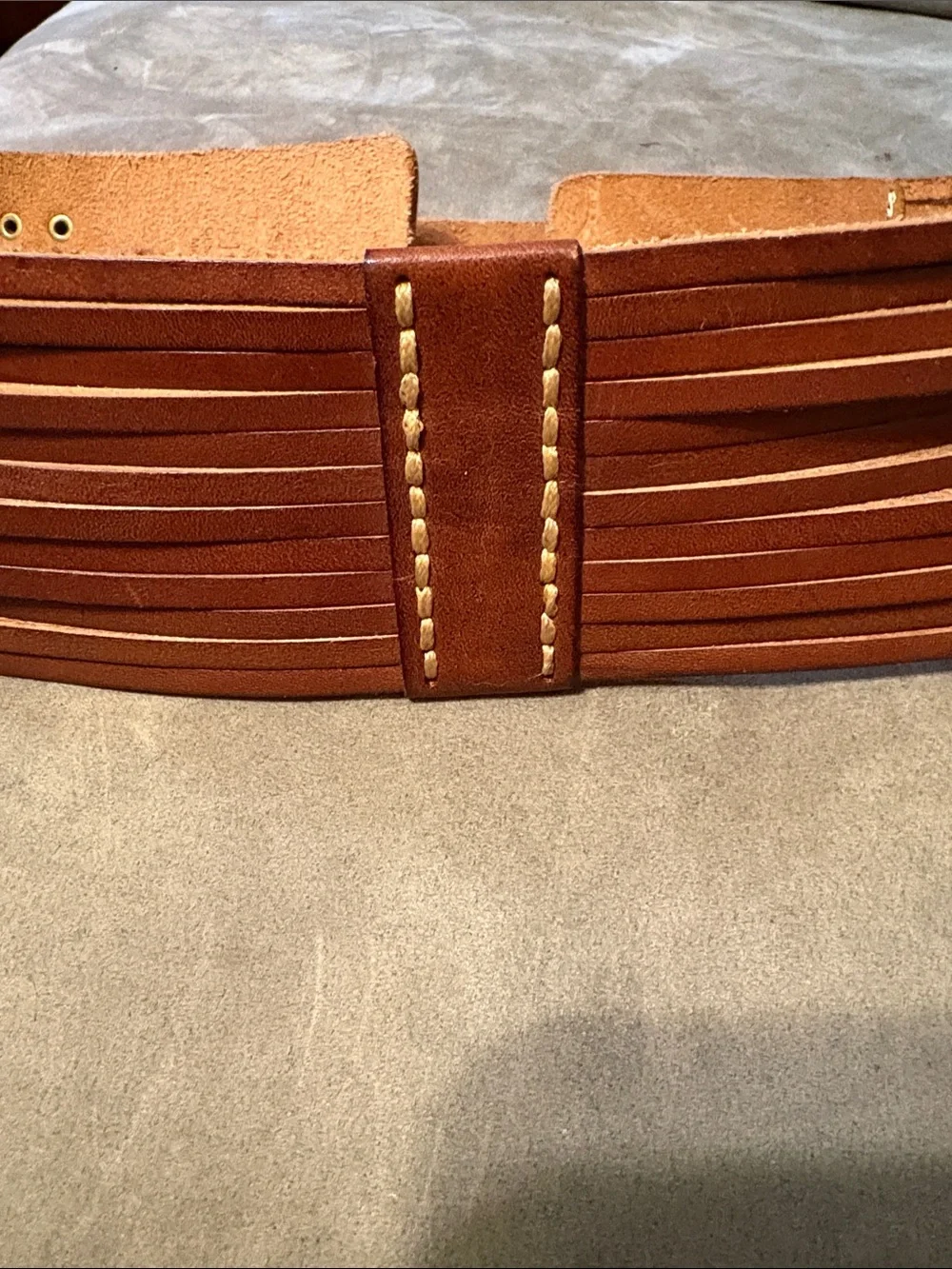 J. Crew Tan Leather Double-Buckle Waist Belt - Picture 4 of 4